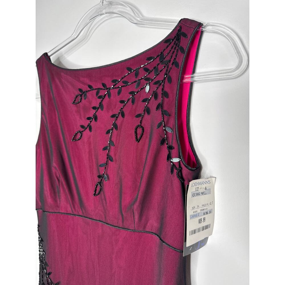 2010s Adrianna Papell Evening Burgundy Ombre Beaded Formal Gown & Shawl NWT 6 - Picture 9 of 12